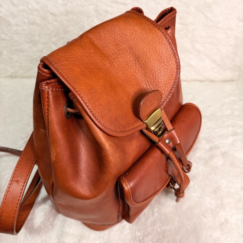 Vintage Italian Leather Backpack Tan - Picture 10 of 13